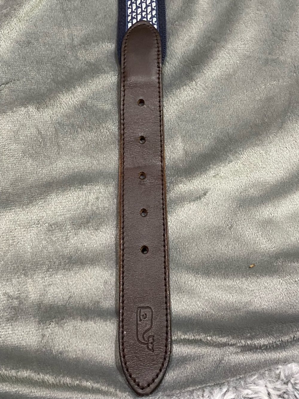 Vineyard Vines Navy Woven Whale-Pattern Belt with Brass Buckle - Picture 5 of 7